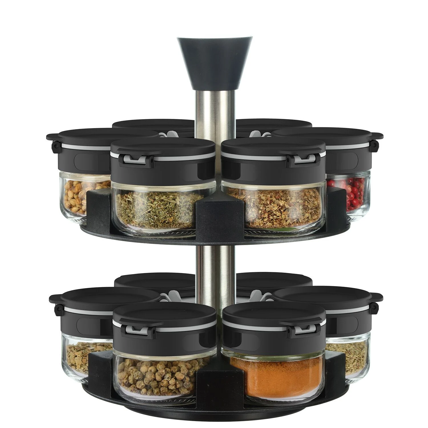 Spice Containers set of 12 labels shaker lids rack-ready